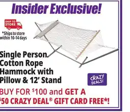 Ocean State Job Lot Algoma Cotton Rope Hammock with Pillow & Stand offer