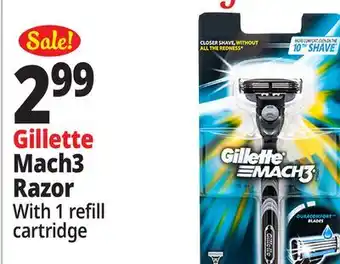 Ocean State Job Lot Gillette Mach3 Men's Razor Handle with Cartridge Refill offer