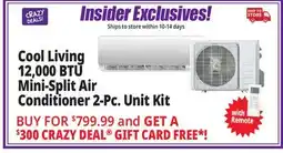 Ocean State Job Lot Cool Living 12 000 BTU Mini-Split Air Conditioner 2-Piece Unit Kit offer