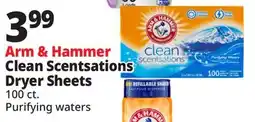 Ocean State Job Lot Arm & Hammer Clean Scentsations Purifying Waters Scented Fabric Softener Sheets 100 Count offer