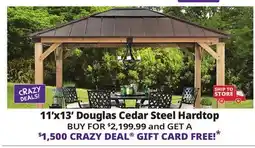 Ocean State Job Lot Douglas 11' x 13' Cedar Framed Gazebo with Steel & Polycarbonate Hip Roof Hardtop offer