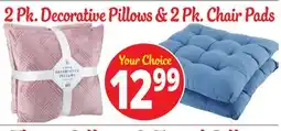 Ocean State Job Lot 2 Pk. Decorative Pillows & 2 Pk. Chair Pads offer