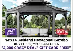 Ocean State Job Lot Ashland 14.7' x 14.7' Hexagonal Hardtop Gazebo offer
