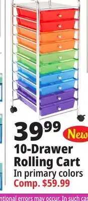 Ocean State Job Lot Leader 10-Drawer Rolling Craft Cart offer