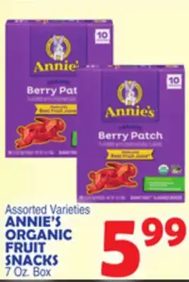 Bravo Supermarkets ANNIE'S ORGANIC FRUIT SNACKS offer
