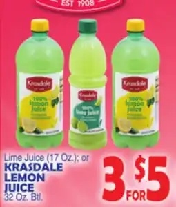 Bravo Supermarkets KRASDALE LEMON JUICE 32 Oz. Btl offer
