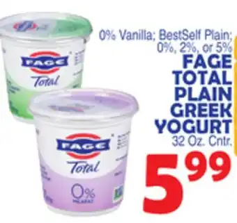 Bravo Supermarkets FAGE TOTAL PLAIN GREEK YOGURT offer