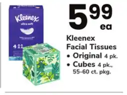 ACME Kleenex Facial Tissues Original 4 pk. Cubes 4 pk., 55-60 ct. pkg offer