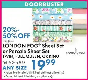 Boscov's LONDON FOG Sheet Set or Percale Sheet Set offer