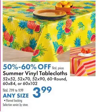 Boscov's Summer Vinyl Tablecloths offer