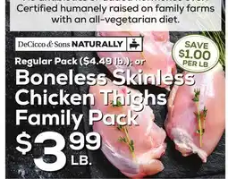 DeCicco & Sons Boneless Skinless Chicken Thighs Pack offer