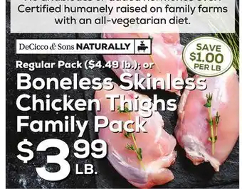 DeCicco & Sons Boneless Skinless Chicken Thighs Pack offer