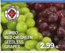 Kings Food Markets JUMBO RED OR GREEN SEEDLESS GRAPES offer