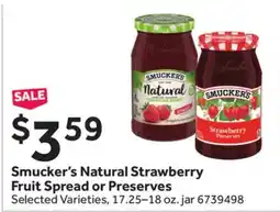 Stop&Shop Smucker's Natural Strawberry Fruit Spread or Preserves offer