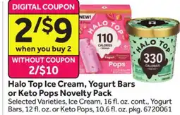 Stop&Shop Halo Top Ice Cream, Yogurt Bars or Keto Pops Novelty Pack offer