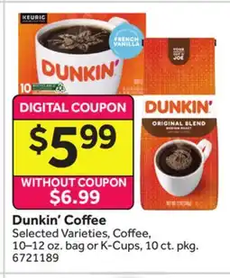 Stop&Shop Dunkin' Coffee offer