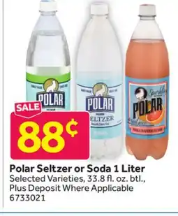 Stop&Shop Polar Seltzer or Soda 1 Liter offer