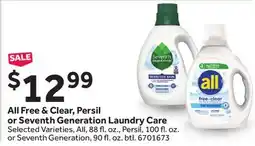 Stop&Shop All Free & Clear, Persil or Seventh Generation Laundry Care offer