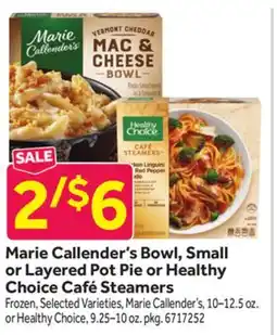 Stop&Shop Marie Callender's Bowl, Small or Layered Pot Pie or Healthy Choice Café Steamers offer