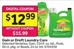 Stop&Shop Gain or Dreft Laundry Care offer
