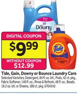 Stop&Shop Tide, Gain, Downy or Bounce Laundry Care offer