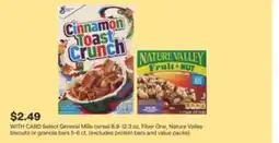 CVS Select General Mills cereal 8.9-12.3 oz, Fiber One, Nature Valley biscuits or granola bars 5-6 ct offer