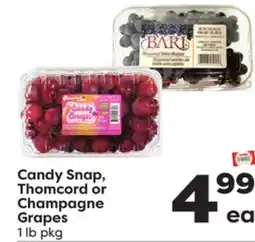 Weis Markets Candy Snap, Thomcord or Champagne Grapes offer
