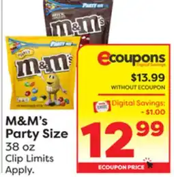 Weis Markets M&M's Party Size offer