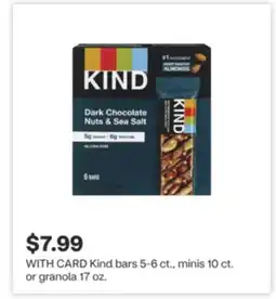 CVS Kind bars 5-6 ct., minis 10 ct. or granola 17 oz offer