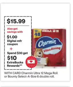 CVS Charmin Ultra 12 Mega Roll or Bounty Select-A-Size 6 double roll offer