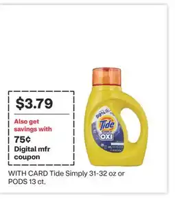 CVS Tide Simply 31-32 oz or PODS 13 ct offer