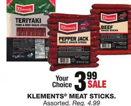 Blain's Farm & Fleet KLEMENTS MEAT STICKS offer