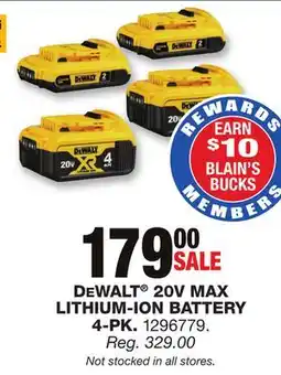 Blain's Farm & Fleet DEWALT 20V MAX LITHIUM-ION BATTERY 4-PK offer