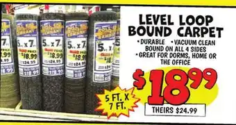 Ollie's LEVEL LOOP BOUND CARPET offer