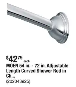 The Home Depot MOEN 54 in. - 72 in. Adjustable Length Curved Shower Rod in Chrome offer