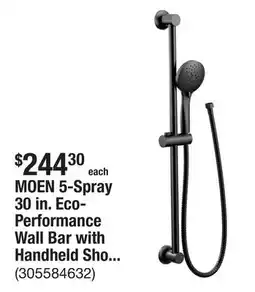 The Home Depot MOEN 5-Spray 30 in. Eco-Performance Wall Bar with Handheld Shower in Matte Black offer