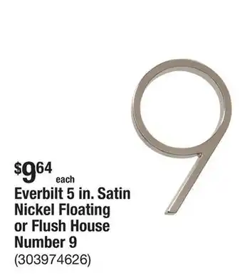 The Home Depot Everbilt 5 in. Satin Nickel Floating or Flush House Number 9 offer