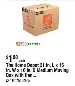 The Home Depot The Home Depot 21 in. L x 15 in. W x 16 in. D Medium Moving Box with Handles offer