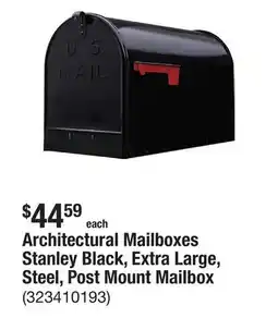 The Home Depot Architectural Mailboxes Stanley Black, Extra Large, Steel, Post Mount Mailbox offer