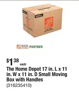 The Home Depot The Home Depot 17 in. L x 11 in. W x 11 in. D Small Moving Box with Handles offer