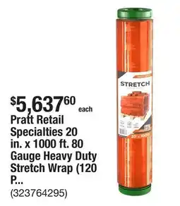 The Home Depot Pratt Retail Specialties 20 in. x 1000 ft. 80 Gauge Heavy Duty Stretch Wrap (120 Pack) offer