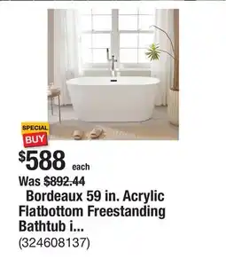 The Home Depot Bordeaux 59 in. Acrylic Flatbottom Freestanding Bathtub in White/Matte Black offer