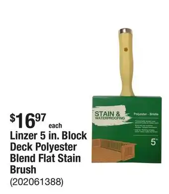 The Home Depot Linzer 5 in. Block Deck Polyester Blend Flat Stain Brush offer