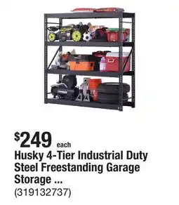 The Home Depot Husky 4-Tier Industrial Duty Steel Freestanding Garage Storage Shelving Unit in Black (77 in. W x 78 in. H x 24 in. D) offer