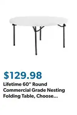 Sam's Club Lifetime 60 Round Commercial Grade Nesting Folding Table, Choose Color offer