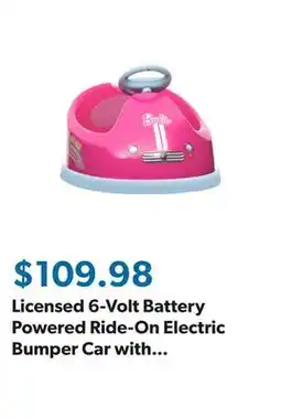 Licensed 6-Volt Battery Powered Ride-On Electric Bumper Car with Remote Control, Assorted Styles