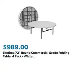 Sam's Club Lifetime 72 Round Commercial Grade Folding Table, 4 Pack - White Granite offer