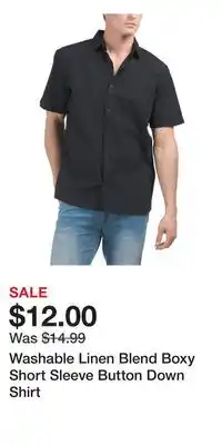 TJ Maxx Washable Linen Blend Boxy Short Sleeve Button Down Shirt offer