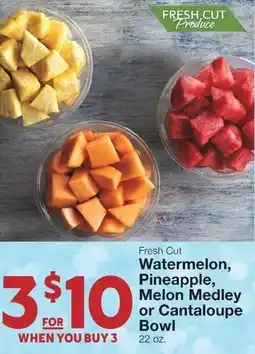 Albertsons Watermelon, Pineapple, Melon Medley or Cantaloupe Bowl offer