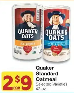 Albertsons Quaker Standard Oatmeal Selected Varieties 42 oz. offer